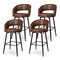 Set of 2/4 Mid-Century Modern 40.5"H Faux Leather Bar Stools with Nailhead Trim